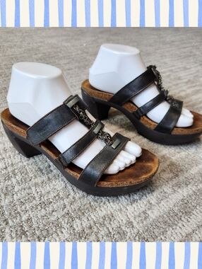 NAOT block platform leather slides heels sandals dark brown size 40 EU/9-9.5 US